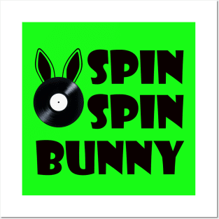 SpinSpinBunny Main Square Logo - Fluorescent Green Posters and Art